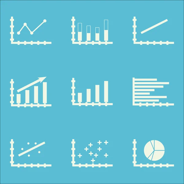 Set Of Graphs, Diagrams And Statistics Icons. Premium Quality Symbol Collection. Icons Can Be Used For Web, App And Ui Design. Vector Illustration, EPS10. — Stock Vector