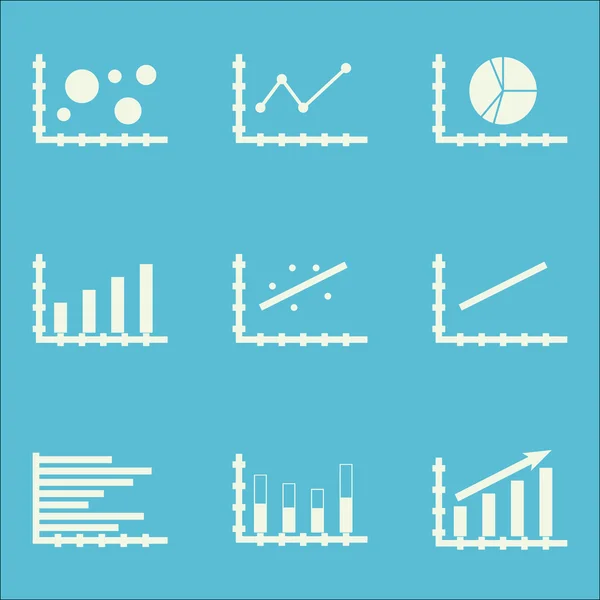 Sæt af figurer, diagrammer og statistik ikoner. Premium kvalitet Symbol samling. Ikoner kan bruges til Web, App og Ui Design. Vektorillustration, EPS10 . – Stock-vektor