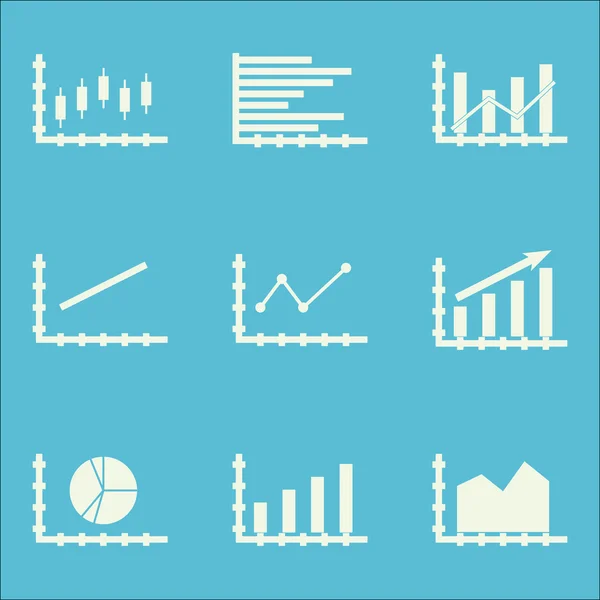 Conjunto de gráficos, diagramas e estatísticas ícones. Coleção de símbolos de qualidade premium. Ícones podem ser usados para Web, App e Ui Design. Ilustração vetorial, EPS10 . — Vetor de Stock