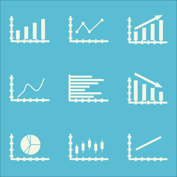 Set Of Graphs, Diagrams And Statistics Icons. Premium Quality Symbol Collection. Icons Can Be Used For Web, App And Ui Design. Vector Illustration, EPS10. — Stock Vector