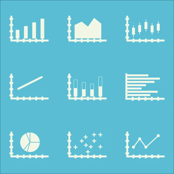 Set Of Graphs, Diagrams And Statistics Icons. Premium Quality Symbol Collection. Icons Can Be Used For Web, App And Ui Design. Vector Illustration, EPS10. — Stock Vector