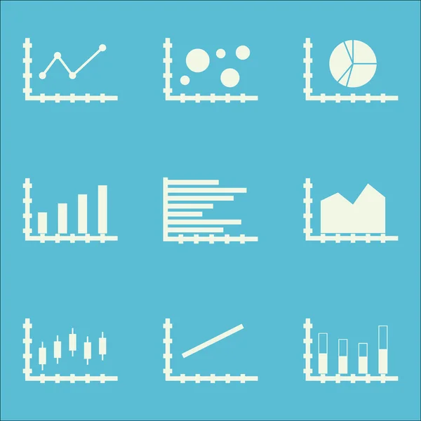 Conjunto de gráficos, diagramas e estatísticas ícones. Coleção de símbolos de qualidade premium. Ícones podem ser usados para Web, App e Ui Design. Ilustração vetorial, EPS10 . — Vetor de Stock