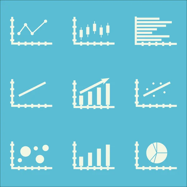 Satz von Diagrammen, Diagrammen und Statistik-Symbolen. hochwertige Symbolkollektion. Symbole können für Web-, App- und UI-Design verwendet werden. Vektorillustration, Eps10. — Stockvektor