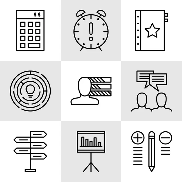 Conjunto de iconos de gestión de proyectos sobre toma de decisiones, personalidad y reunión de equipo. Iconos de vectores de gestión de proyectos para diseño de aplicaciones, web, móviles e infografías . — Vector de stock