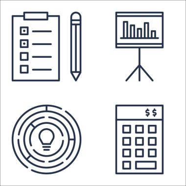 Yatırım, İstatistik, Yaratıcılık ve Daha Fazlası Proje Yönetimi Simgeleri Ayarlayın. Üstün Kaliteli Eps10 Vektör İllüstrasyon Mobil, Uygulama, Ui Tasarım için.