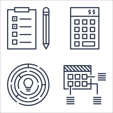 Yaratıcılık, Görev Listesi, Planlama ve Daha Fazlası Üzerine Proje Yönetimi Simgeleri Ayarlayın. Üstün Kaliteli Eps10 Vektör İllüstrasyon Mobil, Uygulama, Ui Tasarım için.