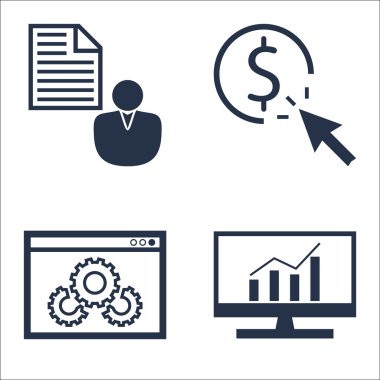 Set Seo, Pazarlama ve Reklam Simgeleri Kapsamlı Analitik, Müşteri Kısa, Web Sitesi Optimizasyonu Ve daha fazlası. Üstün Kaliteli Eps10 Vektör İllüstrasyon Mobil, Uygulama, Ui Tasarım için.