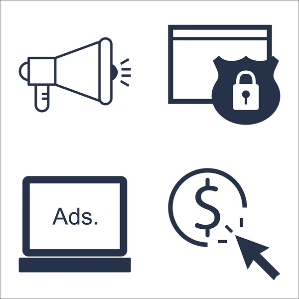 Набір піктограм SEO, маркетингу та реклами на Pay Per Click, вірусний маркетинг, дисплейна реклама та багато іншого. Преміум якості EPS10 Векторна ілюстрація для мобільних пристроїв, додатків, дизайну інтерфейсів . — стоковий вектор