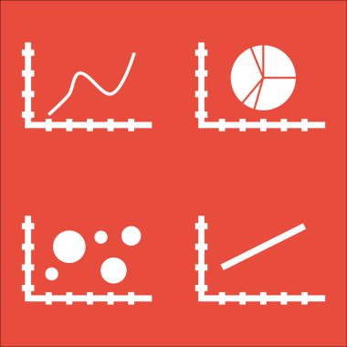 Grafikler, diyagramlar ve istatistik simgeler kümesi. Premium Kalite simgesi derleme. Simgeler, Web, uygulama ve kullanıcı arabirimi tasarımı için kullanılabilir. Vektör çizim, Eps10.