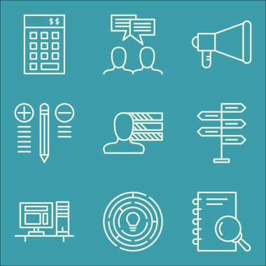 Takım Toplantısı, Karar Verme, Yaratıcılık ve Daha Fazlası Üzerine Proje Yönetimi Simgeleri Seti. Üstün Kaliteli Eps10 Vektör İllüstrasyon Mobil, Uygulama, Ui Tasarım için.