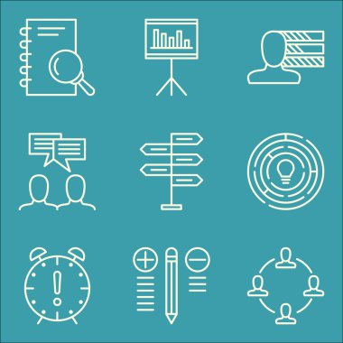 En İyi Çözüm, Yaratıcılık, Son Tarih ve Daha Fazlası Üzerine Proje Yönetimi Simgeleri Ayarlayın. Üstün Kaliteli Eps10 Vektör İllüstrasyon Mobil, Uygulama, Ui Tasarım için.