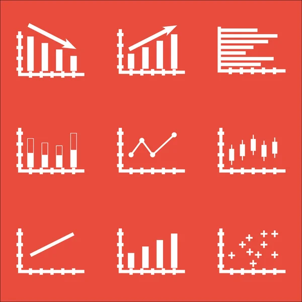 Serie di grafici, diagrammi e icone statistiche. Collezione Premium Quality Symbol. Le icone possono essere utilizzate per Web, App e Ui Design. Illustrazione vettoriale, EPS10 . — Vettoriale Stock