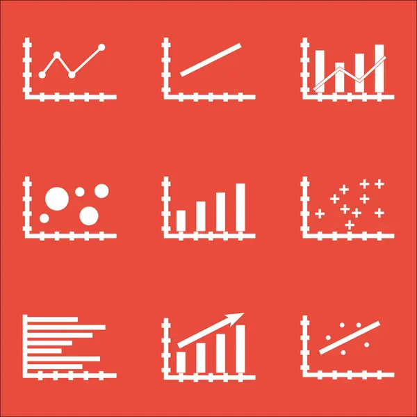 Set Of Graphs, Diagrams And Statistics Icons. Premium Quality Symbol Collection. Icons Can Be Used For Web, App And UI Design. Vector Illustration, EPS10. — Stock Vector