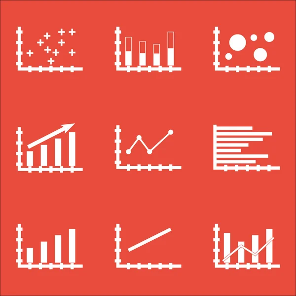 Aantal grafieken, diagrammen en statistieken pictogrammen. Premium kwaliteit symbool Collection. Pictogrammen kunnen worden gebruikt voor Web, App en Ui Design. Vectorillustratie, Eps10. — Stockvector