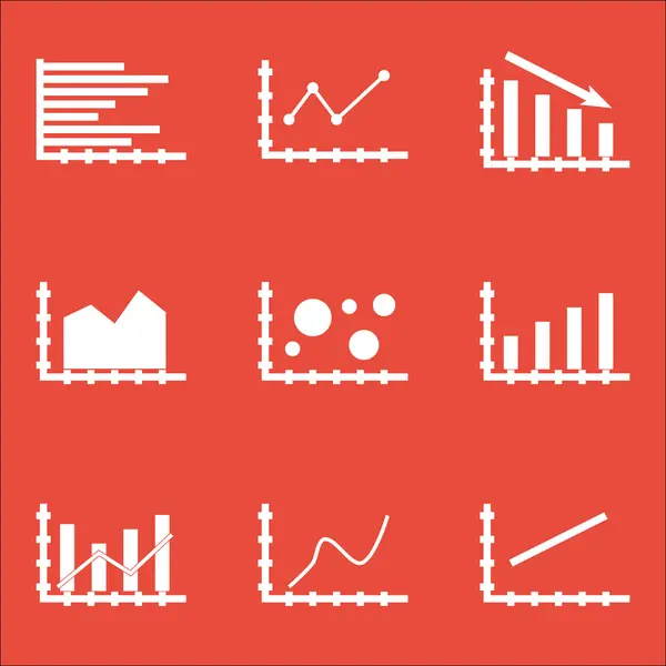 Serie di grafici, diagrammi e icone statistiche. Collezione Premium Quality Symbol. Le icone possono essere utilizzate per Web, App e Ui Design. Illustrazione vettoriale, EPS10 . — Vettoriale Stock