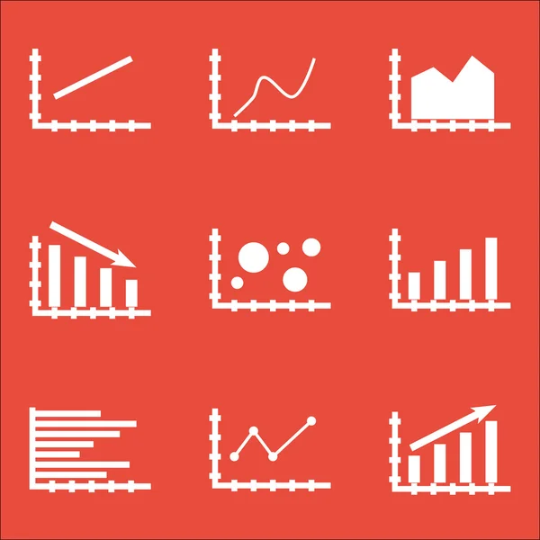 Aantal grafieken, diagrammen en statistieken pictogrammen. Premium kwaliteit symbool Collection. Pictogrammen kunnen worden gebruikt voor Web, App en Ui Design. Vectorillustratie, Eps10. — Stockvector