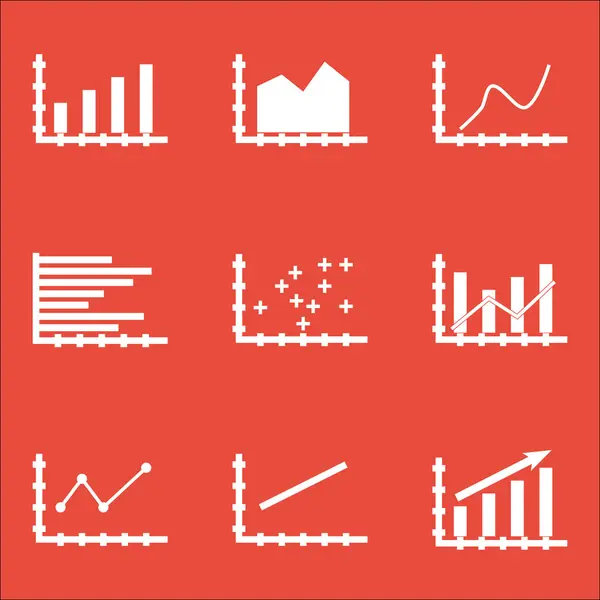 Serie di grafici, diagrammi e icone statistiche. Collezione Premium Quality Symbol. Le icone possono essere utilizzate per Web, App e Ui Design. Illustrazione vettoriale, EPS10 . — Vettoriale Stock