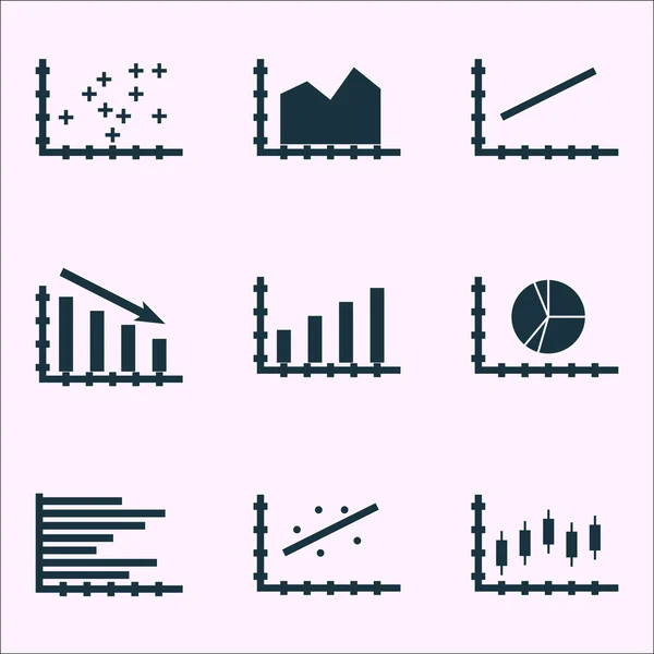 stock vector Set Of Graphs, Diagrams And Statistics Icons. Premium Quality Symbol Collection. Icons Can Be Used For Web, App And UI Design. Vector Illustration, EPS10.