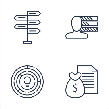 Kişilik, Karar Verme, Yaratıcılık ve Daha Fazlası Üzerine Proje Yönetimi Simgeleri Ayarlayın. Üstün Kaliteli Eps10 Vektör İllüstrasyon Mobil, Uygulama, Ui Tasarım için.