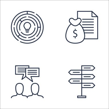 Yaratıcılık, Karar Verme, Para Geliri ve Daha Fazlası Üzerine Proje Yönetimi Simgeleri Ayarlayın. Üstün Kaliteli Eps10 Vektör İllüstrasyon Mobil, Uygulama, Ui Tasarım için.