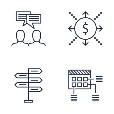 Takım Toplantısı, Karar Verme, Planlama ve Daha Fazlası Üzerine Proje Yönetimi Simgeleri Ayarlayın. Üstün Kaliteli Eps10 Vektör İllüstrasyon Mobil, Uygulama, Ui Tasarım için.