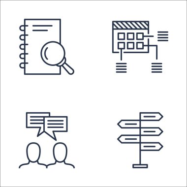 Araştırma, Takım Toplantısı, Karar Verme Ve Daha Fazlası Üzerine Proje Yönetimi Simgeleri Seti. Üstün Kaliteli Eps10 Vektör İllüstrasyon Mobil, Uygulama, Ui Tasarım için.