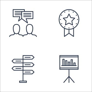 Karar Verme, Takım Toplantısı, Ödül ve Daha Fazlası Üzerine Proje Yönetimi Simgeleri Seti. Üstün Kaliteli Eps10 Vektör İllüstrasyon Mobil, Uygulama, Ui Tasarım için.