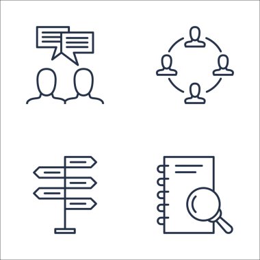 Araştırma, Takım Toplantısı, Karar Verme Ve Daha Fazlası Üzerine Proje Yönetimi Simgeleri Seti. Üstün Kaliteli Eps10 Vektör İllüstrasyon Mobil, Uygulama, Ui Tasarım için.