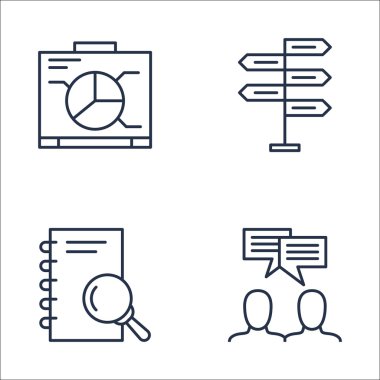 Grafik, Araştırma, Takım Toplantısı ve Daha Fazlası Üzerine Proje Yönetimi Simgeleri Ayarlayın. Üstün Kaliteli Eps10 Vektör İllüstrasyon Mobil, Uygulama, Ui Tasarım için.