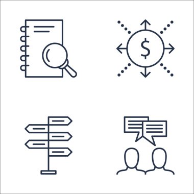 Nakit akışı, takım toplantısı, karar verme ve daha fazla proje yönetimi simgeler kümesi. Premium Kalite Eps10 vektör çizim hareket eden, App, kullanıcı arabirimi tasarımı için.