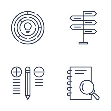 Karar Verme, Araştırma, Yaratıcılık ve Daha Fazlası Üzerine Proje Yönetimi Simgeleri Ayarlayın. Üstün Kaliteli Eps10 Vektör İllüstrasyon Mobil, Uygulama, Ui Tasarım için.