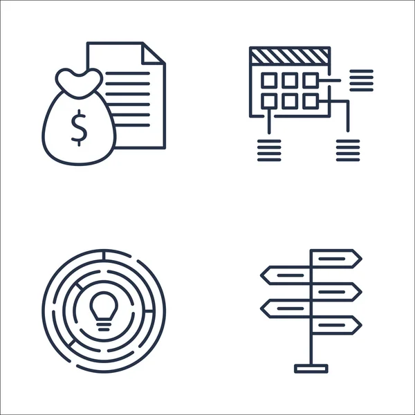 Set project management iconen over geld inkomsten, besluitvorming, creativiteit en meer. Premium kwaliteit Eps10 vector illustratie voor mobiele, app, UI ontwerp. — Stockvector