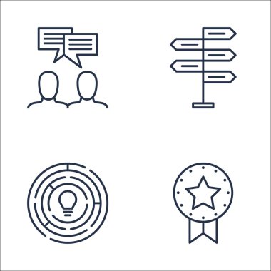 Yaratıcılık, Takım Toplantısı, Ödül Ve Daha Fazlası Üzerine Proje Yönetimi Simgeleri Seti. Üstün Kaliteli Eps10 Vektör İllüstrasyon Mobil, Uygulama, Ui Tasarım için.