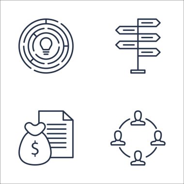Karar Verme, Takım Çalışması, Para Geliri Ve Daha Fazlası Üzerine Proje Yönetimi Simgeleri Ayarlayın. Üstün Kaliteli Eps10 Vektör İllüstrasyon Mobil, Uygulama, Ui Tasarım için.