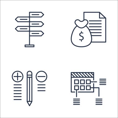 Planlama, En İyi Çözüm, Para Geliri ve Daha Fazlası Üzerine Proje Yönetimi Simgeleri Ayarlayın. Üstün Kaliteli Eps10 Vektör İllüstrasyon Mobil, Uygulama, Ui Tasarım için.