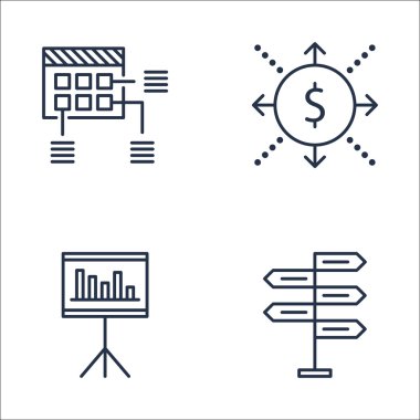Karar Verme, Planlama, Nakit Akışı ve Daha Fazlası Üzerine Proje Yönetimi Simgeleri Ayarlayın. Üstün Kaliteli Eps10 Vektör İllüstrasyon Mobil, Uygulama, Ui Tasarım için.
