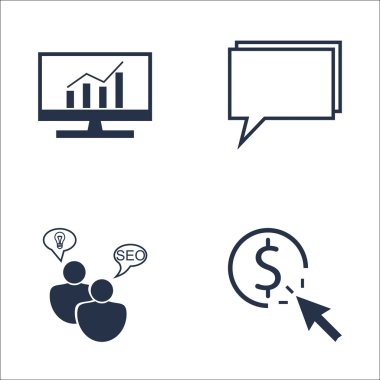 Set Seo, Pazarlama ve Reklam Simgeleri Kapsamlı Analitik, Tıklama Başına Ödeme, Online Danışmanlık Ve daha fazlası. Üstün Kaliteli Eps10 Vektör İllüstrasyon Mobil, Uygulama, Ui Tasarım için.