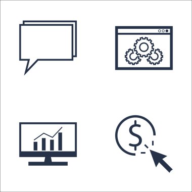 Set Seo, Pazarlama ve Reklam Simgeleri Kapsamlı Analitik, Tıklama Başına Ödeme, Online Danışmanlık Ve daha fazlası. Üstün Kaliteli Eps10 Vektör İllüstrasyon Mobil, Uygulama, Ui Tasarım için.