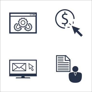 Set Seo, Pazarlama Ve Reklam Simgeleri E-posta Pazarlama, Web Sitesi Optimizasyonu, Müşteri Kısa Ve Daha Fazlası. Üstün Kaliteli Eps10 Vektör İllüstrasyon Mobil, Uygulama, Ui Tasarım için.