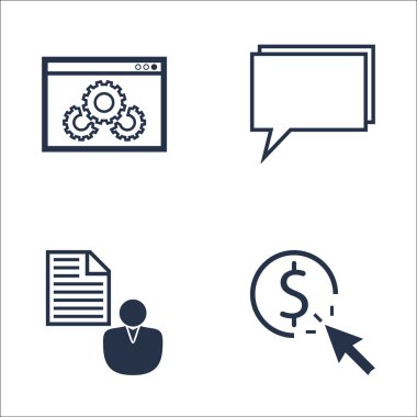 Set Seo, Pazarlama Ve Reklam Simgeleri On Pay Per Click, Müşteri Kısa, Web Sitesi Optimizasyonu Ve Daha Fazlası. Üstün Kaliteli Eps10 Vektör İllüstrasyon Mobil, Uygulama, Ui Tasarım için.