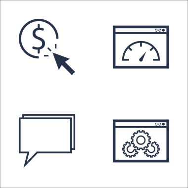 Set Seo, Pazarlama Ve Reklam Simgeleri Web Sitesi Optimizasyonu, Online Danışmanlık, Sayfa Hız Ve Daha Fazlası. Üstün Kaliteli Eps10 Vektör İllüstrasyon Mobil, Uygulama, Ui Tasarım için.