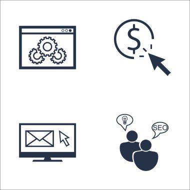 Set Seo, Pazarlama Ve Reklam Simgeleri Seo Danışmanlık, Web Sitesi Optimizasyonu, Tıklama Başına Ödeme Ve Daha Fazlası. Üstün Kaliteli Eps10 Vektör İllüstrasyon Mobil, Uygulama, Ui Tasarım için.