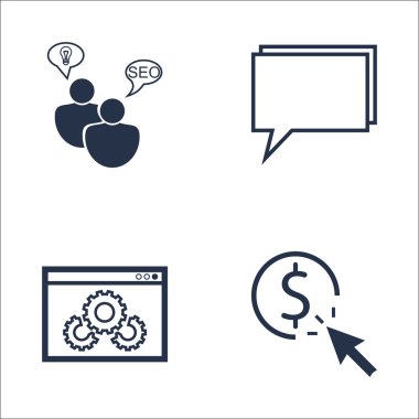 Set Seo, Pazarlama Ve Reklam Simgeleri Web Sitesi Optimizasyonu, Online Danışmanlık, Seo Danışmanlık Ve daha fazlası. Üstün Kaliteli Eps10 Vektör İllüstrasyon Mobil, Uygulama, Ui Tasarım için.