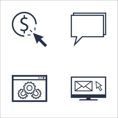 Set Seo, Pazarlama Ve Reklam Simgeleri Web Sitesi Optimizasyonu, Tıklama Başına Ödeme, Online Danışmanlık Ve daha fazlası. Üstün Kaliteli Eps10 Vektör İllüstrasyon Mobil, Uygulama, Ui Tasarım için.