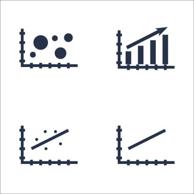 Grafikler, diyagramlar ve istatistik simgeler kümesi. Premium Kalite simgesi derleme. Simgeler, Web, uygulama ve kullanıcı arabirimi tasarımı için kullanılabilir. Vektör çizim, Eps10.