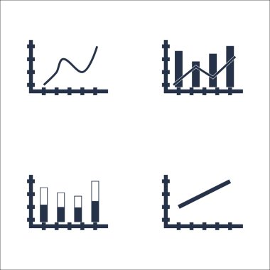 Grafikler, diyagramlar ve istatistik simgeler kümesi. Premium Kalite simgesi derleme. Simgeler, Web, uygulama ve kullanıcı arabirimi tasarımı için kullanılabilir. Vektör çizim, Eps10.