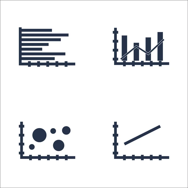 Zestaw wykresów, diagramów i statystyki ikony. Kolekcja Symbol jakości premium. Ikony mogą służyć dla sieci Web, aplikacji i projektowania interfejsu użytkownika. Ilustracja wektorowa, Eps10. — Wektor stockowy