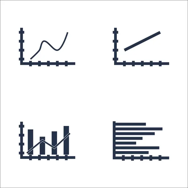 Zestaw wykresów, diagramów i statystyki ikony. Kolekcja Symbol jakości premium. Ikony mogą służyć dla sieci Web, aplikacji i projektowania interfejsu użytkownika. Ilustracja wektorowa, Eps10. — Wektor stockowy