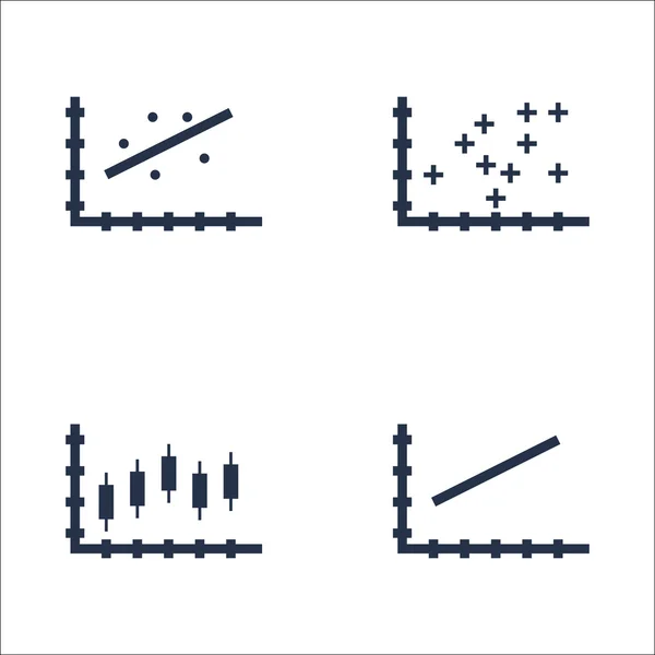 Zestaw wykresów, diagramów i statystyki ikony. Kolekcja Symbol jakości premium. Ikony mogą służyć dla sieci Web, aplikacji i projektowania interfejsu użytkownika. Ilustracja wektorowa, Eps10. — Wektor stockowy