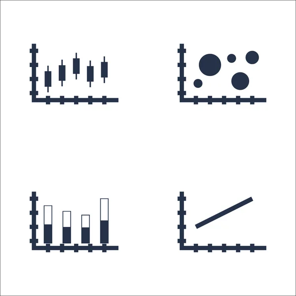 Zestaw wykresów, diagramów i statystyki ikony. Kolekcja Symbol jakości premium. Ikony mogą służyć dla sieci Web, aplikacji i projektowania interfejsu użytkownika. Ilustracja wektorowa, Eps10. — Wektor stockowy